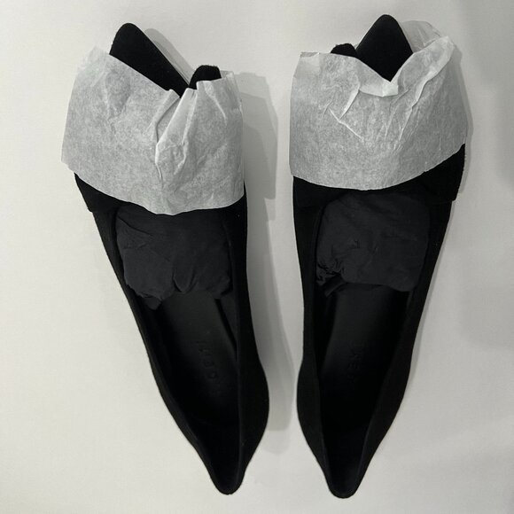 NWOT M.Gemi Pointed Toe Flats with Bow - Black Suede - Size 39 - Picture 2 of 11